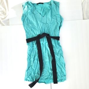 Zara basic turquoise light blue sleeveless short dress with waistband S